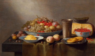 Nature morte avec fruits, fromage, pain et un gobelet - Floris Gerritsz van Schooten