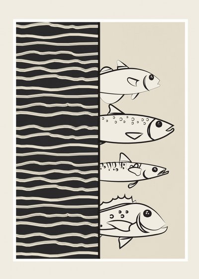 Illustration de poissons nageant - Flow Line