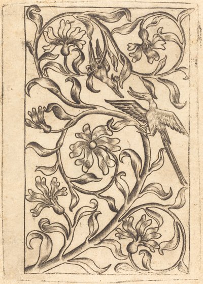 Ornement de Vigne avec Deux Oiseaux - Follower of Master of the Playing Cards