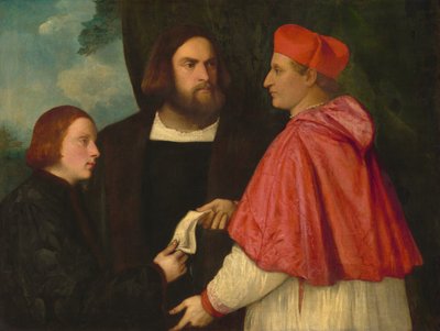 Girolamo et le cardinal Marco Corner investissant Marco, abbé de Carrara, de son bénéfice - Follower of Titian