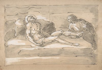 Le Christ mort pleuré par la Madeleine qui vénère les plaies de ses pieds - Fortunato Duranti