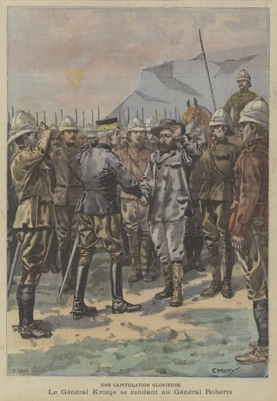 Une capitulation glorieuse : le général boer Piet Cronje se rendant au général Roberts après la bataille de Paarderberg - Fortune Louis Meaulle
