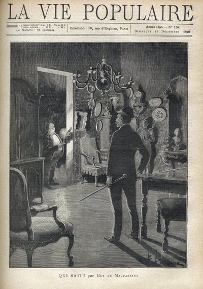 Un homme surprend un intrus chez lui en pleine nuit. Illustration de F. Meaulle d