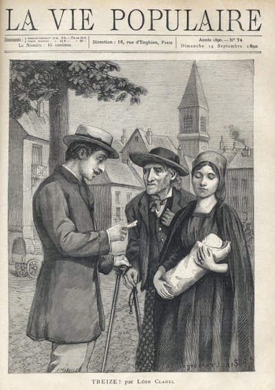 Une nourrice tenant un nouveau-né emmailloté, accompagnée de son père, un vieux paysan, avec un regard déterminé, rencontre un homme de la bourgeoisie, qui lit attentivement un papier, sur la place d