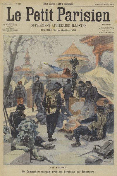 La révolte des Boxers : un campement de soldats français près des tombes des empereurs chinois - Fortune Louis Meaulle