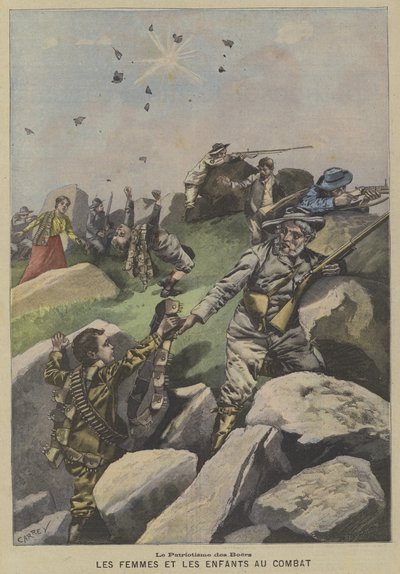 Le patriotisme des Boers : femmes et enfants aidant sur la ligne de front - Fortune Louis Meaulle