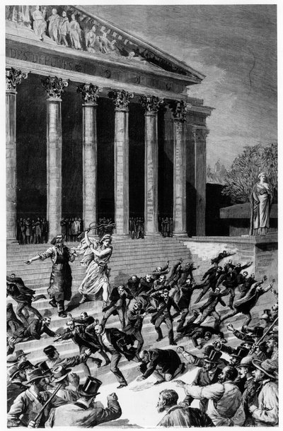 Suffrage universel et la République chassant les marchands du temple - dans « Le Journal illustré » du 25/12/1892, composition par Henri Meyer, gravure par Meaulle - Fortune Louis Meaulle