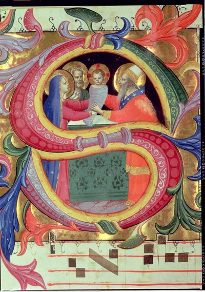 Ms 558 f.26v La Présentation au Temple (détail d