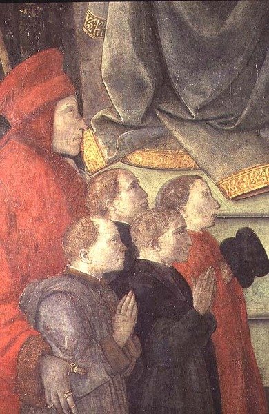 Portrait de Datini et Buonomini del Ceppo, du retable de la Madonna del Ceppo - Fra Filippo Lippi