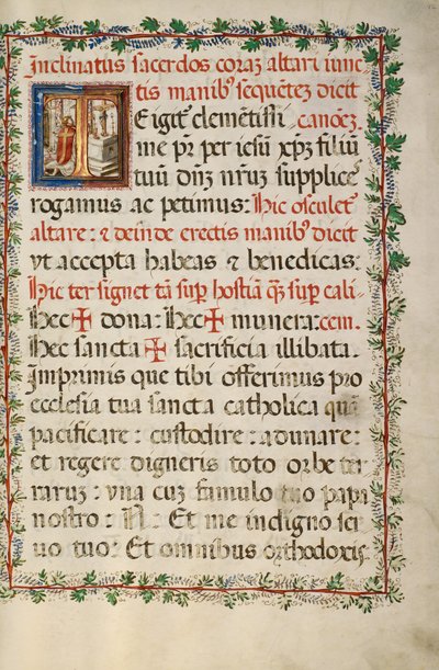 Initial T : Un prêtre célébrant la messe - Fra Vincentius a Fundis