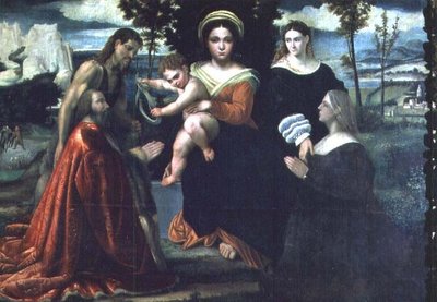 Madone et Enfant en trône avec saints et donateurs - Francesco Torbido