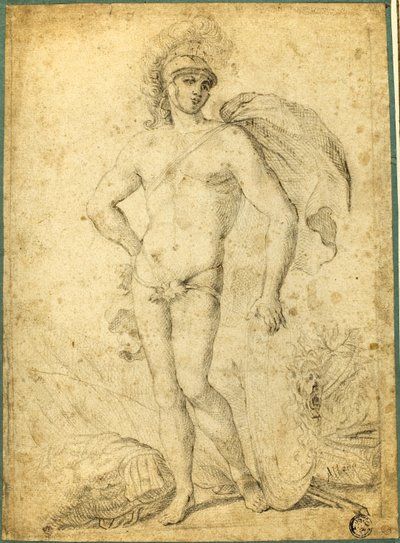 Guerrier nu debout, peut-être Mars, avec bouclier - Francesco Albani