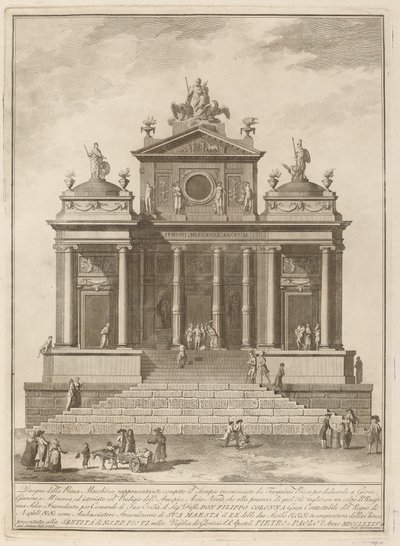 Un temple dédié à Jupiter, Junon et Minerve, pour le festival de Chinea, 1785 - Francesco Barbazza