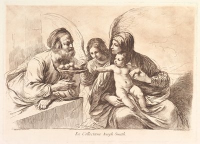 Sainte Famille avec un ange offrant des fruits à l