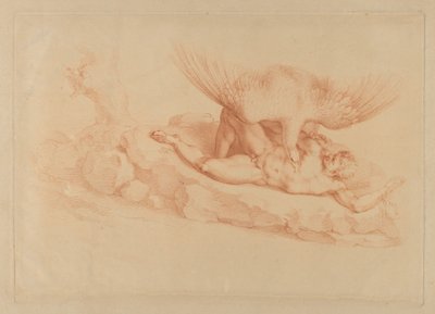 Prométhée, nu, enchaîné à un rocher, regardant un aigle au-dessus de lui, 1795 - Francesco Bartolozzi