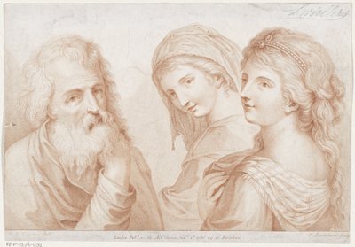 Deux jeunes femmes et un vieil homme - Francesco Bartolozzi