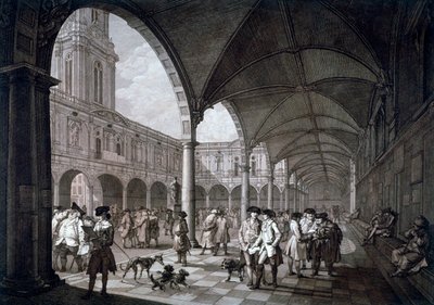 Vue de la Cour de la Bourse Royale avec Marchands et Courtiers, Londres, 1788 - Francesco Bartolozzi
