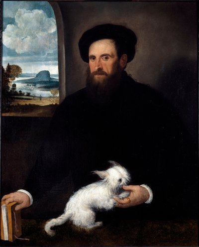 Portrait du gentilhomme avec le petit chien - Francesco Beccaruzzi