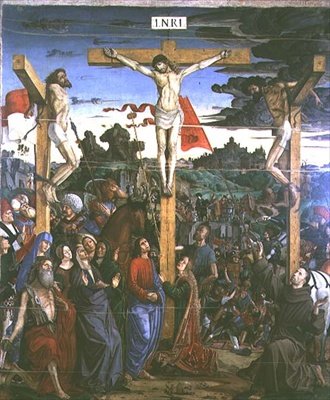 Crucifixion avec Saint Jérôme et Saint François - Francesco Bianchi Ferrari