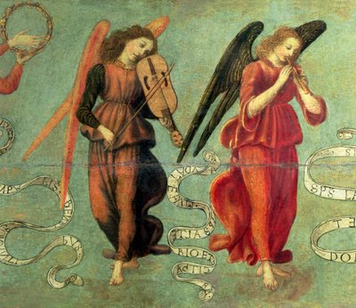 Anges jouant du violon et de la flûte (détail) - Francesco Botticini