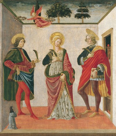 Sainte Cécile entre Saint Valérien et Saint Tiburce avec un donateur - Francesco Botticini