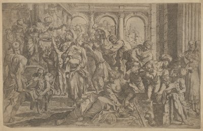 Saint Roch distribuant des aumônes à un groupe de personnes autour de lui, après A..., vers 1607 - Francesco Brizio