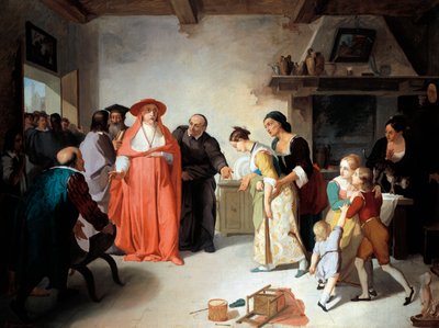 Le cardinal Borromée visitant Lucy dans la maison du tailleur, scène des Fiancés d