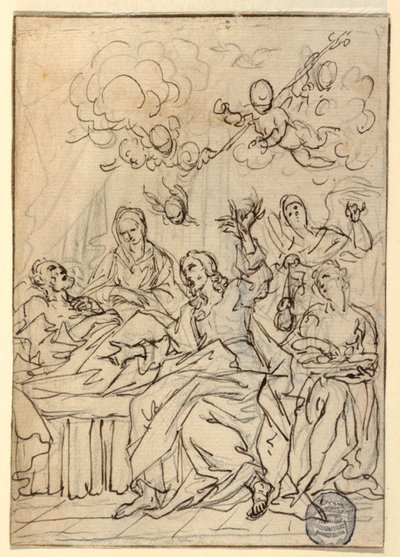 Dessin, Mort de Saint Joseph, 1880 - Francesco Coghetti