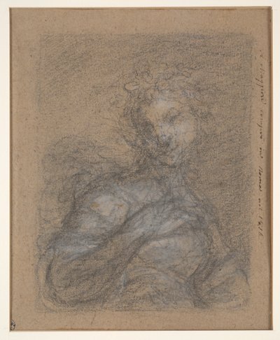 Figure féminine à mi-corps (recto); Soldat assis en armure (verso) - Francesco Curradi
