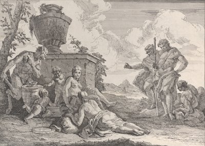 Satyre avec Massue et Sept Figures, des Bacchanales et Histoires, 1744 - Francesco Fontebasso