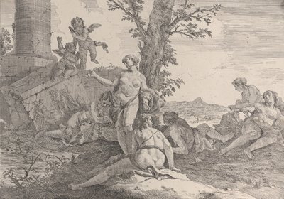 Six nymphes et deux putti, des Bacchanales et Histoires, 1744 - Francesco Fontebasso
