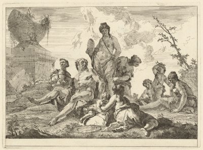 Vénus et Vulcain avec trois nymphes et trois cupidons - Francesco Fontebasso