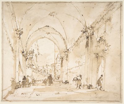 Capriccio architectural : passage voûté menant à une place - Francesco Guardi