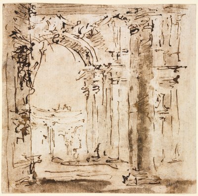 Paire de Dessins : Croquis du Labyrinthe de la Villa Pisani et Piazza San Marco..., 1773-1778 - Francesco Guardi
