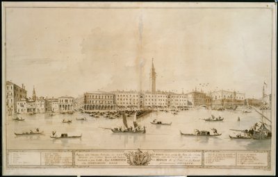 Panorama de Venise depuis le bassin de Saint-Marc, comprenant le projet du Teatro Manin envisagé - Francesco Guardi