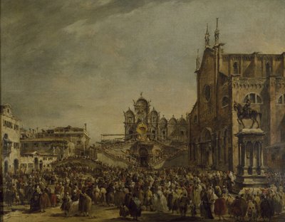 Le pape Pie VI bénissant la multitude sur le Campo SS. Giovanni et Paolo, XVIIIe siècle - Francesco Guardi