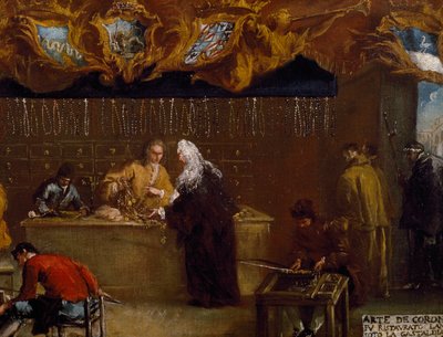 Enseigne de la Guilde des Coroneri (fabrication de chapelets) à Venise - Francesco Guardi