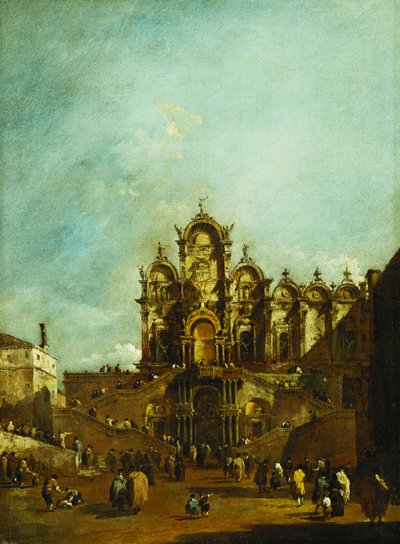 La Loggia érigée sur le Campo San Zanipolo, Venise, devant la Scuola di San Marco pour la bénédiction du Pape Pie VI en 1782 - Francesco Guardi