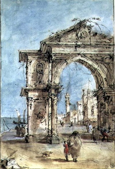 Arc de triomphe sur le quai - Francesco Guardi