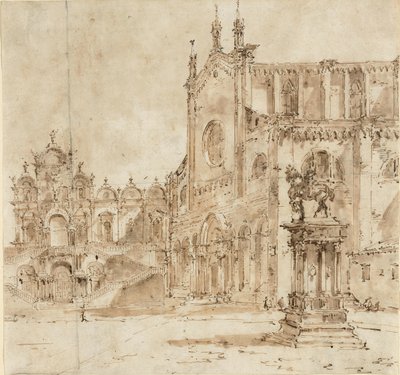 Vue du Campo San Zanipolo avec la plate-forme temporaire érigée pour la visite du pape Pie VI - Francesco Guardi