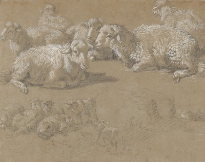 Mouton couché dans un paysage - Francesco Londonio