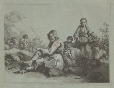 Berger assis et paysanne avec un panier - Francesco Londonio
