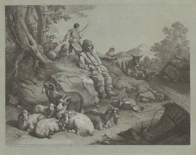 Berger assis devant un troupeau de chèvres, après 1766 - Francesco Londonio