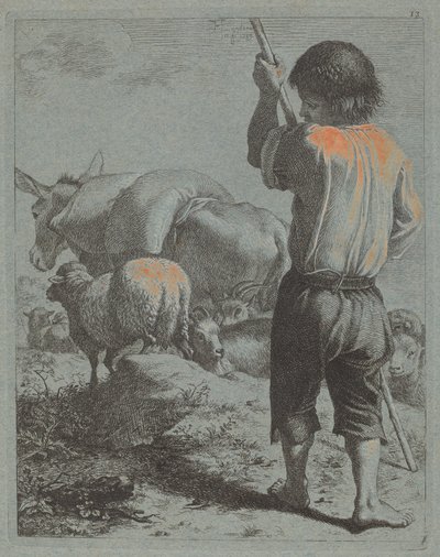 Berger avec âne, moutons et chèvre, 1759 - Francesco Londonio