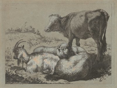 Bœuf debout, deux moutons et une chèvre, vers 1762 - Francesco Londonio