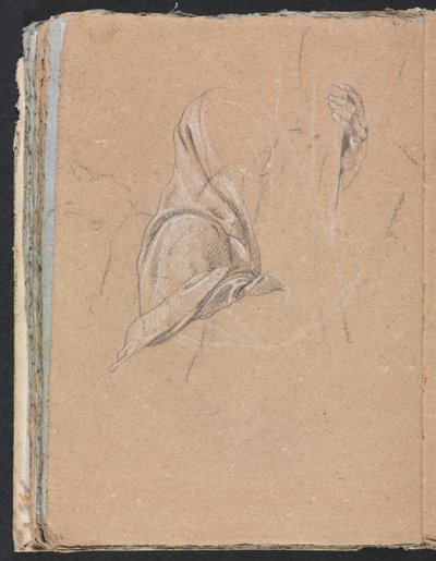 Carnet de croquis de Vérone : Étude de draperie avec main gauche page 56, 1760 - Francesco Lorenzi