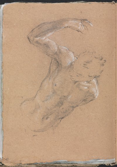 Carnet de croquis de Vérone : Nu masculin avec bras droit levé, page 32, 1760 - Francesco Lorenzi