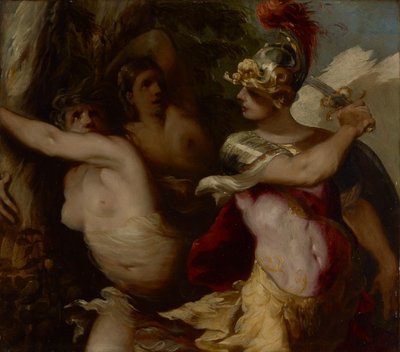 La conquête de la forêt enchantée par Rinaldo, vers 1650-1655 (huile sur cuivre) - Francesco Maffei
