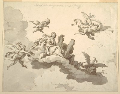 Design pour un plafond peint : Triomphe de la douceur et de la force - Francesco Manno
