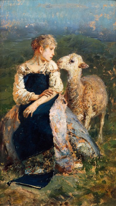 Bergère ou Fille avec une chèvre - Francesco Paolo Michetti